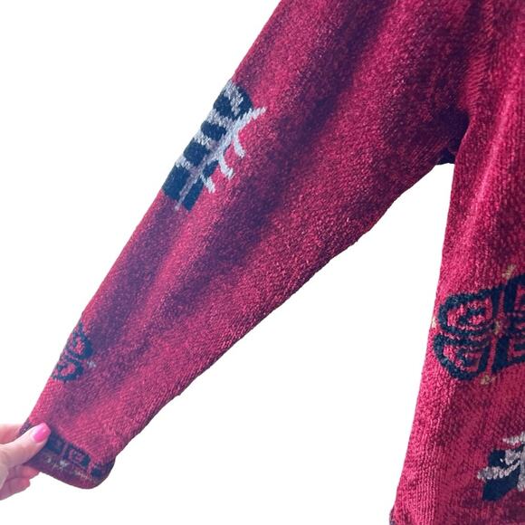 Icelandic Design‎ Chenille Black Gold & Red Iceland Symbol Soft Sweater Sz M - Picture 5 of 7